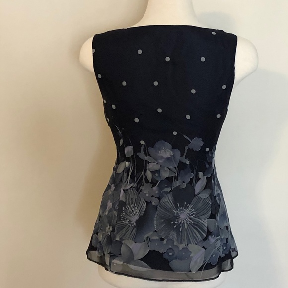 Like-New Navy Rebecca Taylor Silk Sweetheart-Top - Picture 8 of 10